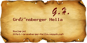 Grünsberger Hella névjegykártya